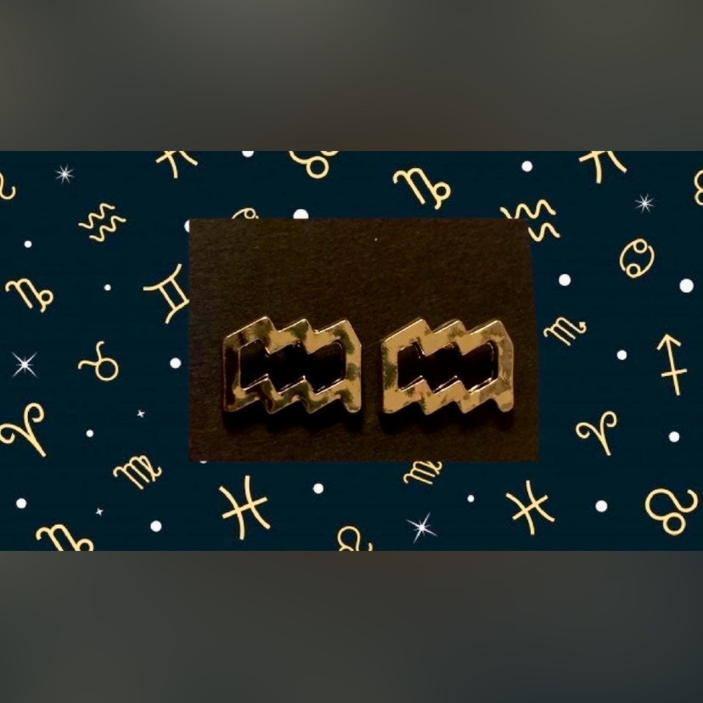 Aquarius Gold Stud Earrings